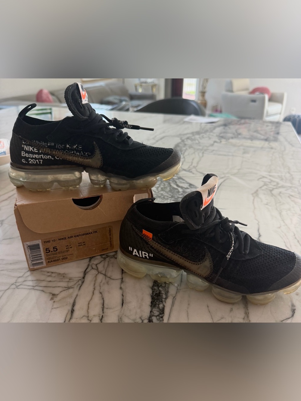 Nike Black VaporMax FK Sneakers with Orange Logo Tabs Men’s size 5.5 women 7
